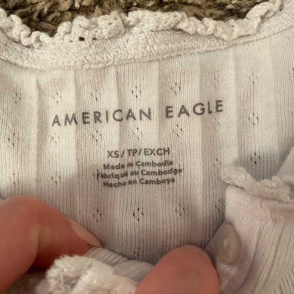 AEO Ribbed Crop Tank Top (White) - XSmall - Picture 2 of 3